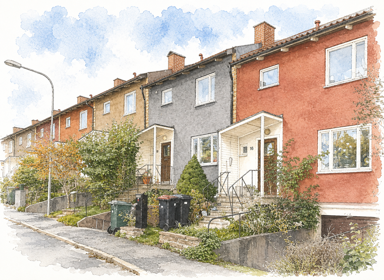 Föreningens K-märkta radhus – arkitektonisk illustration